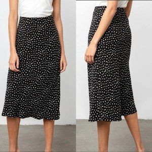 Rails Anya Silky Black Polka Dot Midi Slip Skirt size Small